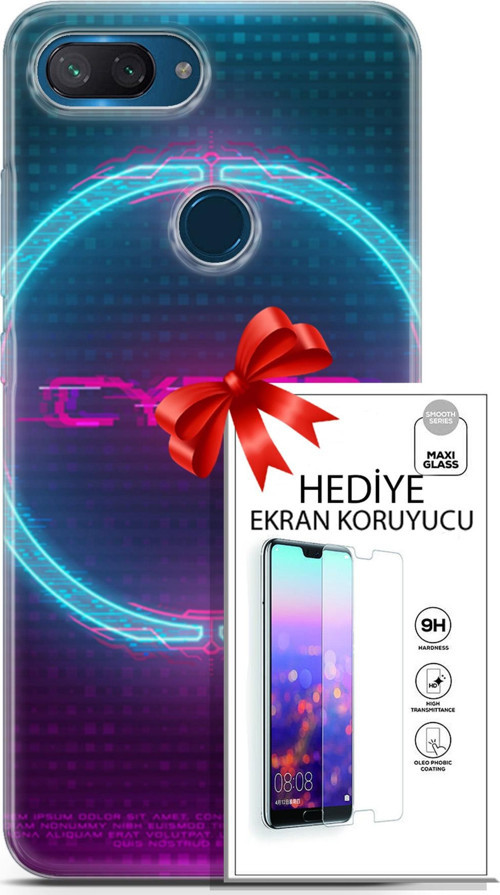 Xiaomi Mi 8 Lite Kılıf Orijinal Seri Cyberpunk 09 Cyber Logo Uv Kılıf Ve Ekran Koruyucu