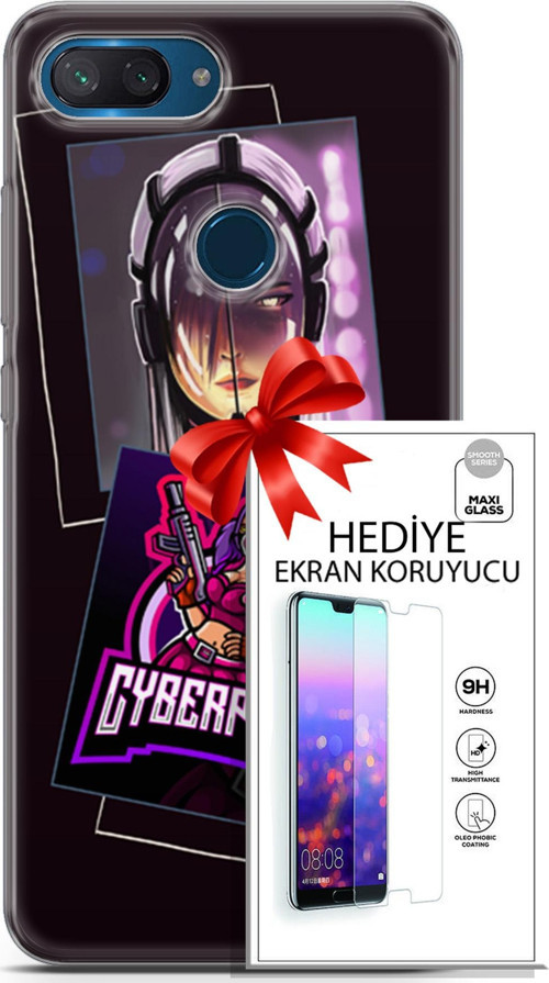 Xiaomi Mi 8 Lite Kılıf Orijinal Seri Cyberpunk 10 Cyber Kız Full Hd Kılıf + Ekran Koruyucu