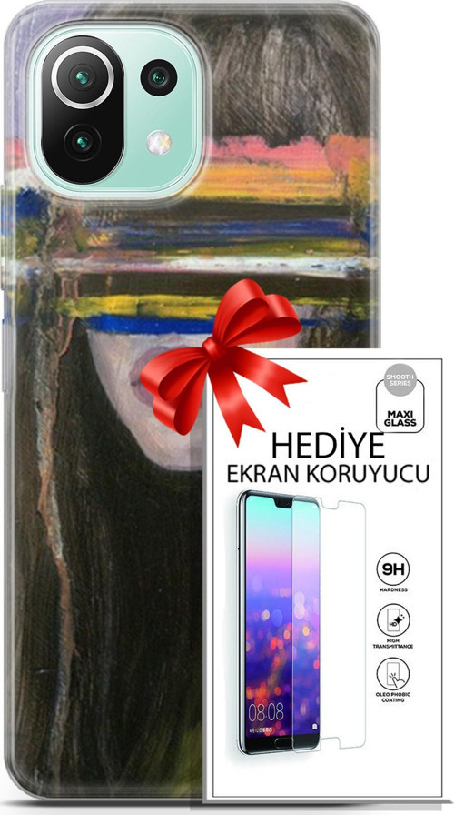 Xiaomi 11 Lite 5G Ne Kılıf Orijinal Seri Soul 21 Gözü Maskeli Darbe Önleyici Kapak + Ön Ekran Koruyucu