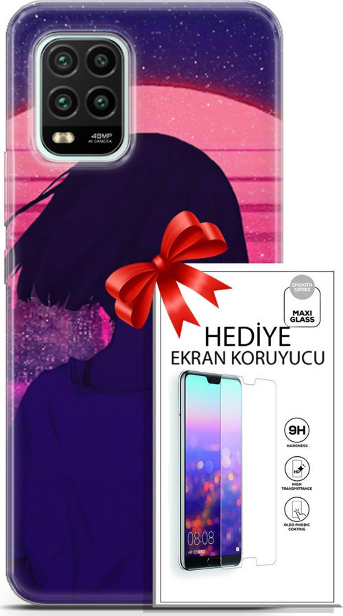 Xiaomi Mi 10 Lite 5G Kılıf Orijinal Seri Neo 12 Blak Panther Tasarım Kılıf + Ekran Koruyucu