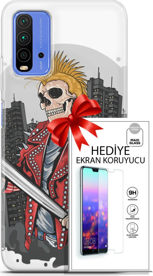 Xiaomi Redmi 9T Kılıf Orijinal Seri Punky 08 Punk Serseri Baskılı Kılıf + Ekran Koruyucu