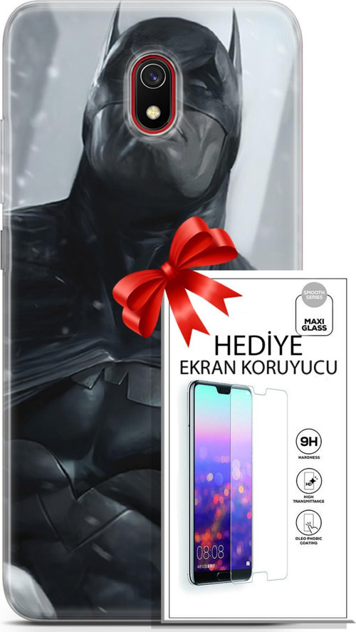 Xiaomi Redmi 8A Kılıf Orijinal Seri Dc 08 Batman Dc Baskılı Kılıf + Ekran Koruyucu