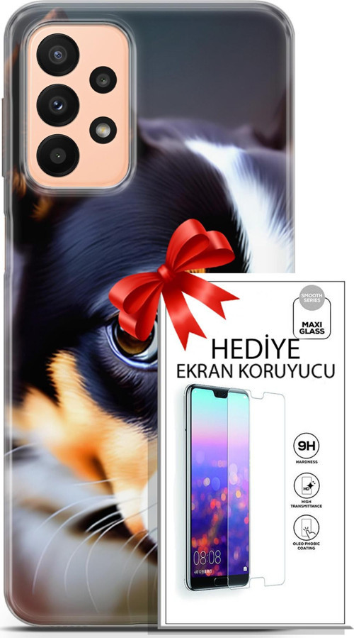 Samsung Galaxy A23 4G Kılıf Orijinal Seri Dogs 11 İsviçre Bernese 4K Baskılı Kılıf + Ekran Koruyucu