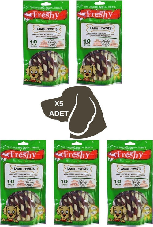 Lamb Twists - Kuzu Kaplı Sütlü Burgu Köpek Ödülü 90 Gr-10 Çubuk 5li Paket