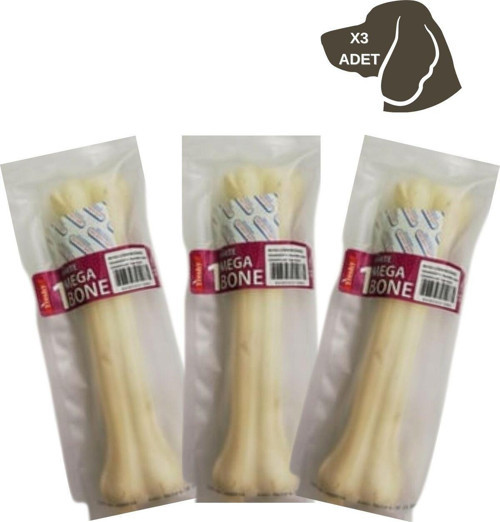 Mega Chew Bone White Orta Ve Büyük Irk Köpekler Sütlü Çiğneme Kemiği 25 Cm 220 Gr 3 ADET