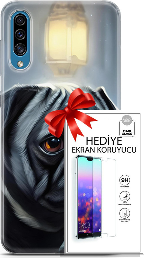 Samsung Galaxy A30S Kılıf Orijinal Seri Dogs 30 Pug Kenarları Şeffaf Kapak Ve Ekran Koruyucu