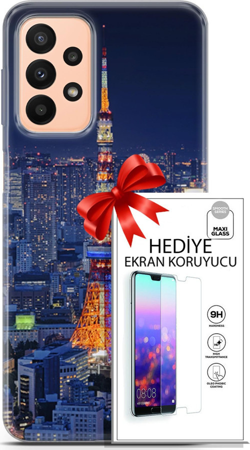 Samsung Galaxy A23 4G Kılıf Orijinal Seri Fantasy 02 Eyfel Kapak Ve Ekran Koruyucu