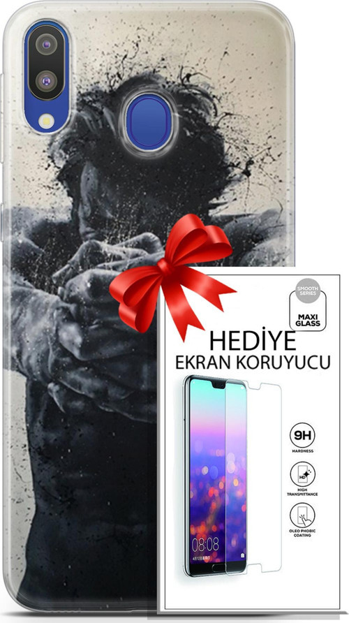 Samsung Galaxy M20 Kılıf Orijinal Seri Soul 28 Yumruk İz Bırakmayan Kılıf + Ön Ekran Koruyucu