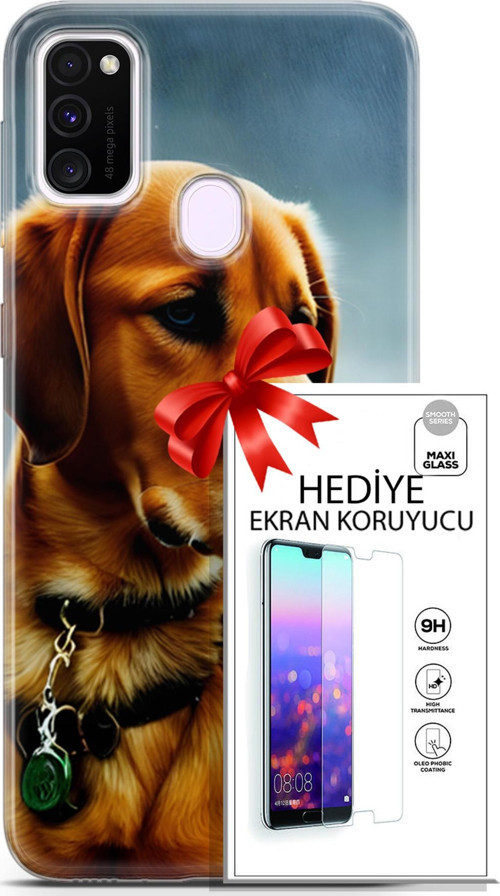 Samsung Galaxy M21 Kılıf Orijinal Seri Dogs 04 Labrador Silikon Kılıf + Ekran Koruyucu Full Koruma