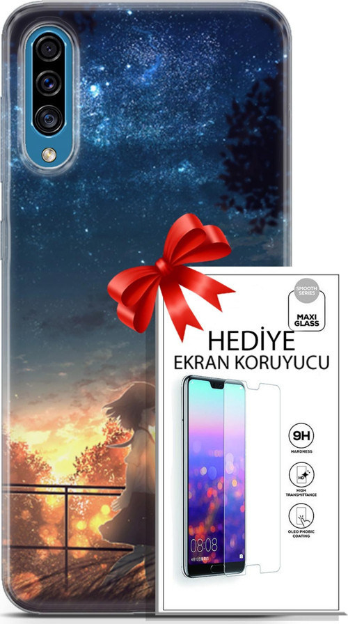 Samsung Galaxy A30S Kılıf Orijinal Seri Fantasy 21 Anime Yıldızlar Darbe Önleyici Kapak + Ön Ekran Koruyucu