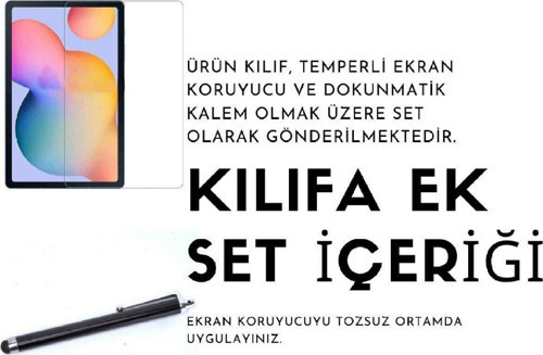 Samsung Galaxy Tab A7 Lite Sm-t220 Uyumlu Dönebilen Tablet Kılıfı+ekran Koruyucu+kalem Seti