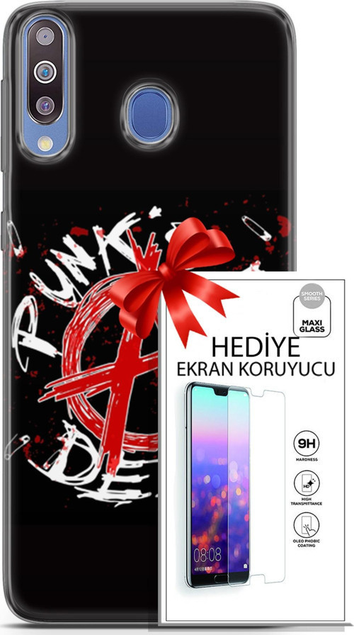 Samsung Galaxy M30 Kılıf Orijinal Seri Punky 15 Punk'S Not Dead Kalın Silikon + Ekran Koruyucu