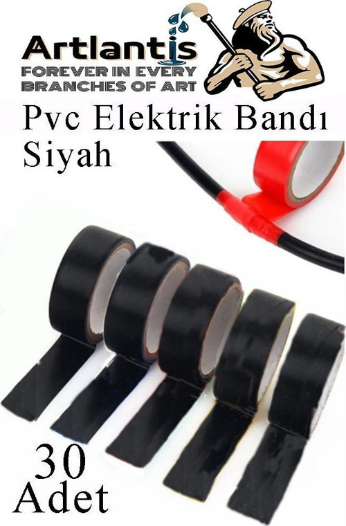 Siyah Elektrik Bandı 30 Adet Pvc İzolo Bant Elektrikçi Bandı Su Geçirmez Isıya Dayanıklı Yalıtım Bandı