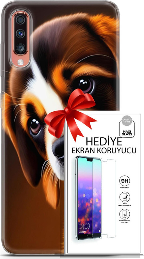 Samsung Galaxy A70 Kılıf Orijinal Seri Dogs 05 Üzgün Yavru Koruma Kılıfı + Ekran Koruyucu