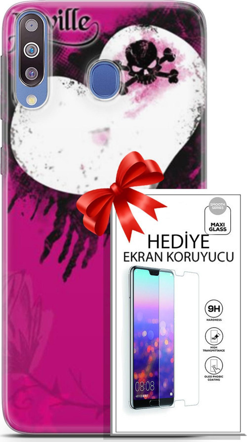 Samsung Galaxy M30 Kılıf Orijinal Seri Punky 27 Jaxville Lazer Kesim Silikon Ekran Koruyucu