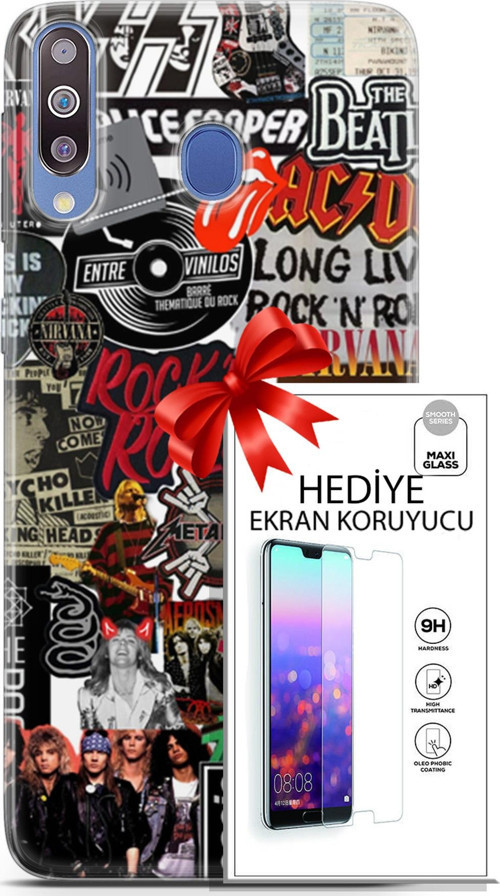 Samsung Galaxy M30 Kılıf Orijinal Seri Punky 30 Rock'N Roll Kenarları Şeffaf Kapak Ve Ekran Koruyucu