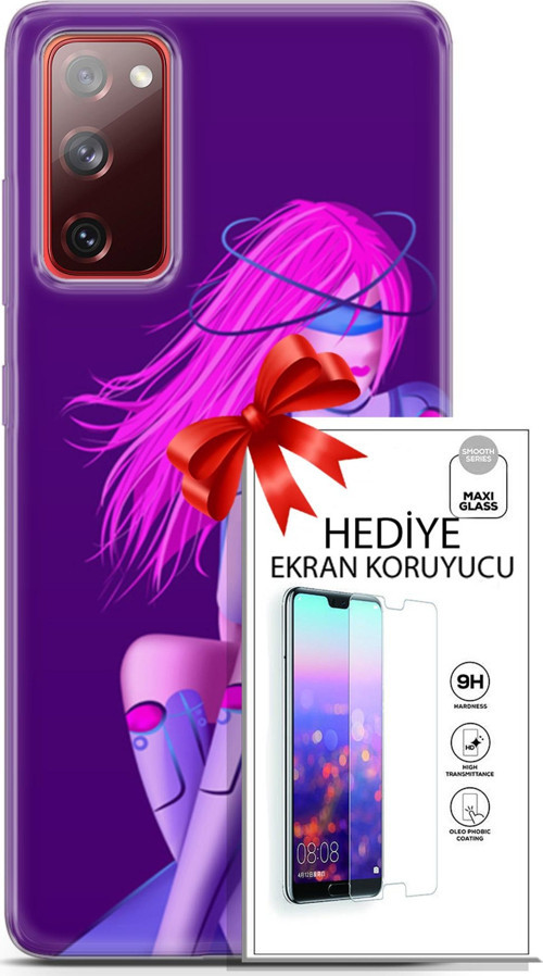 Samsung Galaxy S20 Fe Kılıf Orijinal Seri Cyberpunk 02 Pembe Saçlı Kapak Ve Ekran Koruyucu
