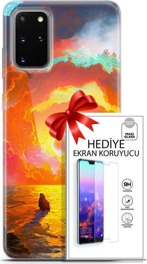 Samsung Galaxy S20 Plus Kılıf Orijinal Seri Neo 21 Tabancalı Darbe Önleyici Kapak + Ön Ekran Koruyucu