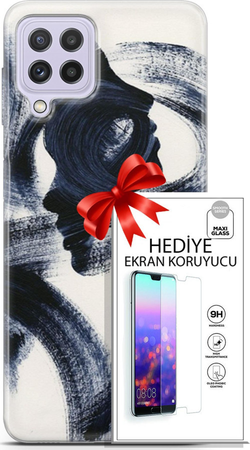 Samsung Galaxy M32 Kılıf Orijinal Seri Soul 10 2 Yüzlü Full Hd Kılıf + Ekran Koruyucu