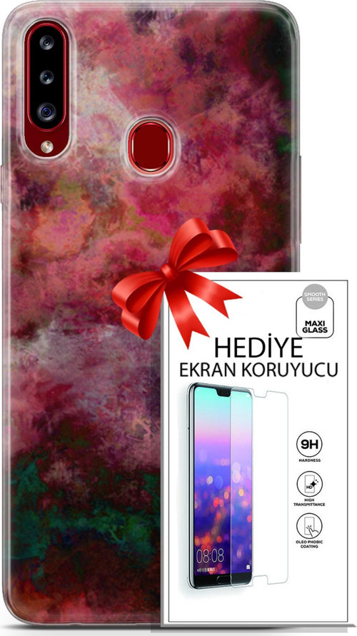 Samsung Galaxy A20S Kılıf Orijinal Seri Nature 28 Bordo İz Bırakmayan Kılıf + Ön Ekran Koruyucu