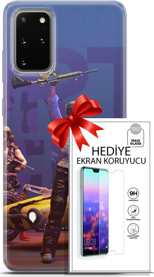 Samsung Galaxy S20 Plus Kılıf Orijinal Seri Pubg 05 Silahlı Karakter Koruma Kılıfı + Ekran Koruyucu