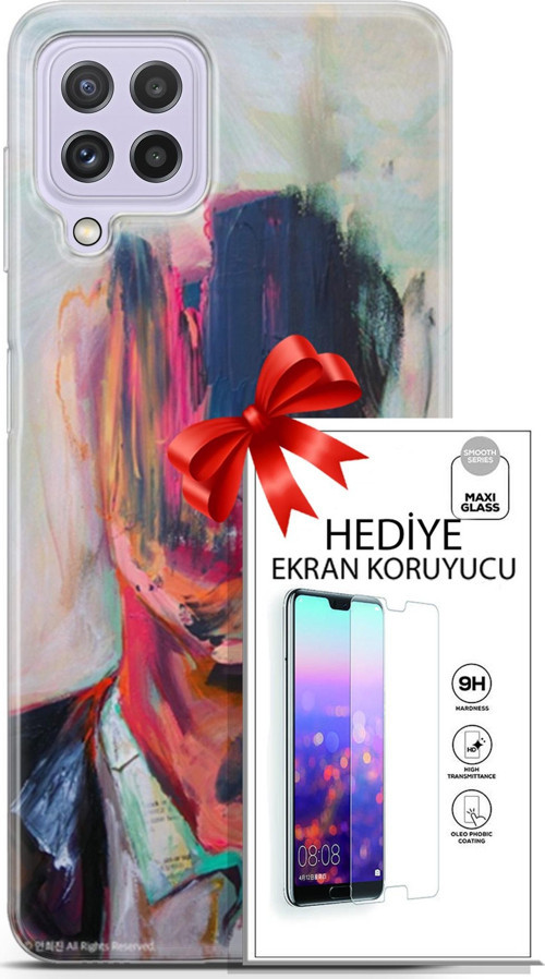 Samsung Galaxy M32 Kılıf Orijinal Seri Soul 22 Acivert Pembe Kap + Ekran Koruyucu