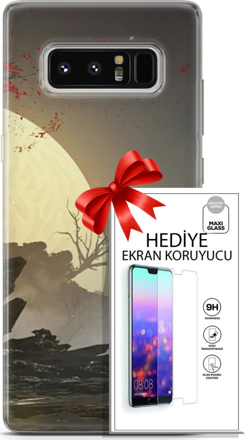 Samsung Galaxy Note 8 Kılıf Orijinal Seri Fantasy 29 Anime Savaşçı Leke Tutmaz Kapak + Ekran Koruyucu
