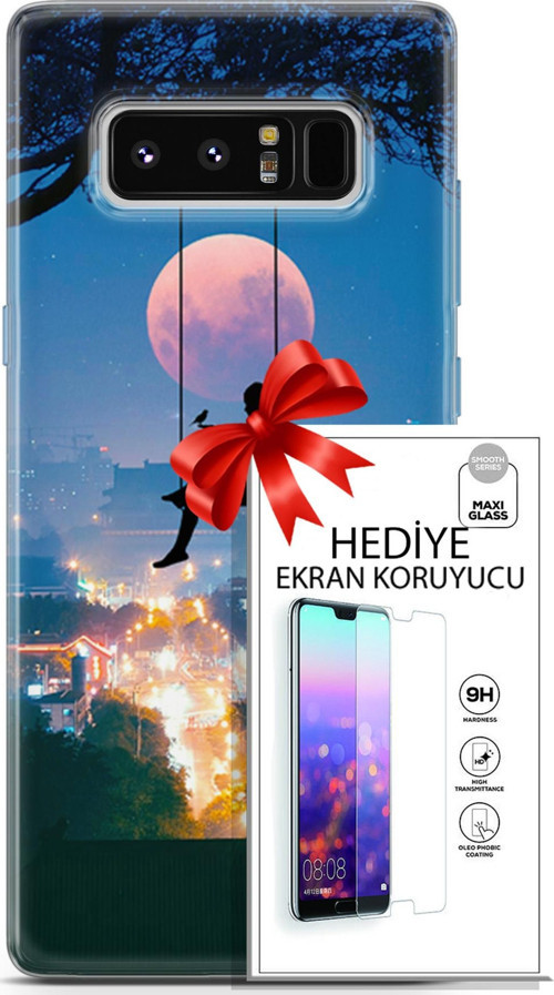 Samsung Galaxy Note 8 Kılıf Orijinal Seri Fantasy 30 Ay Salıncak Kenarları Şeffaf Kapak Ve Ekran Koruyucu