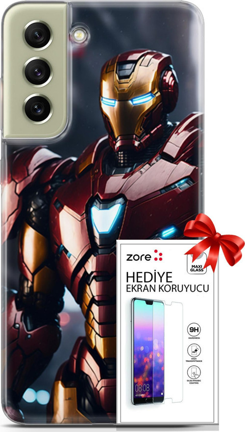 Samsung Galaxy S21 Fe Kılıf Orijinal Seri Supers 23 Iron Man Telefon Kabı Ve Ekran Koruyucu