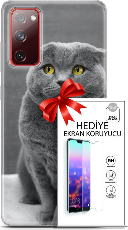 Samsung Galaxy S20 Fe Kılıf Orijinal Seri Scotish-British 17 Scottish Duman Gri Yumuşak Kılıf + Ekran Koruyucu