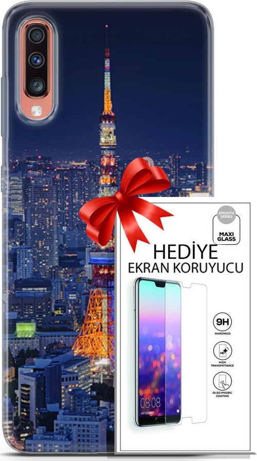 Samsung Galaxy A70 Kılıf Orijinal Seri Fantasy 02 Eyfel Kapak Ve Ekran Koruyucu