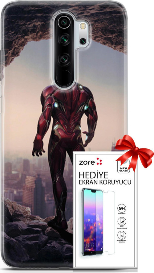 Xiaomi Redmi Note 8 Pro Kılıf Orijinal Seri Supers 02 Iron Man Kapak Ve Ekran Koruyucu