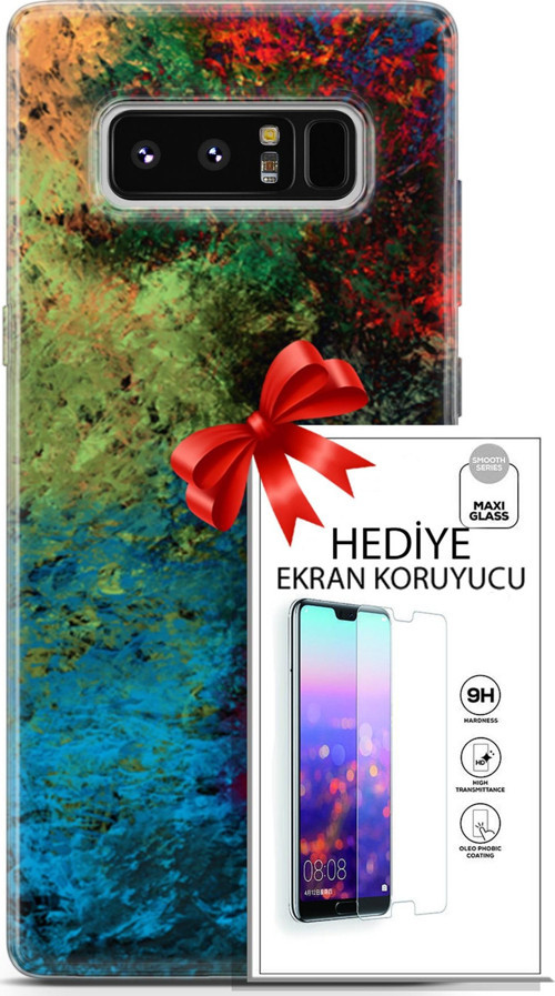 Samsung Galaxy Note 8 Kılıf Orijinal Seri Nature 16 Tuval Hediyelik Kılıf Ve Ekran Koruyucu