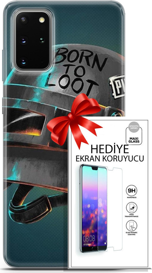 Samsung Galaxy S20 Plus Kılıf Orijinal Seri Pubg 19 Born To Loot Tam Koruma Kılıf + Ekran Koruyucu