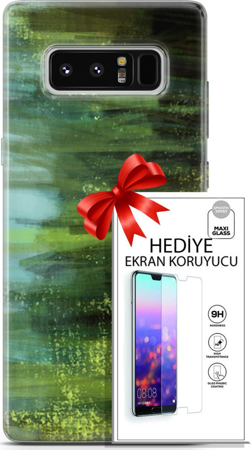 Samsung Galaxy Note 8 Kılıf Orijinal Seri Nature 21 Çalılar Darbe Önleyici Kapak + Ön Ekran Koruyucu