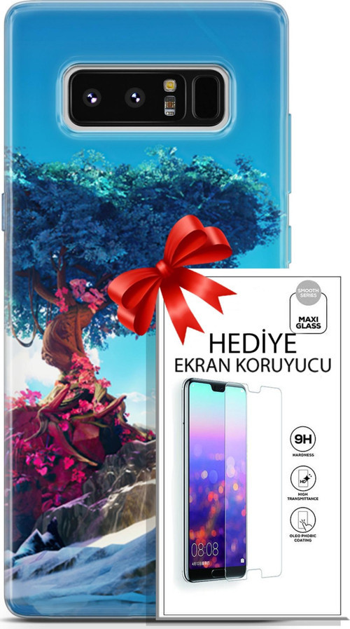 Samsung Galaxy Note 8 Kılıf Orijinal Seri Neo 04 Spiderman Silikon Kılıf + Ekran Koruyucu Full Koruma