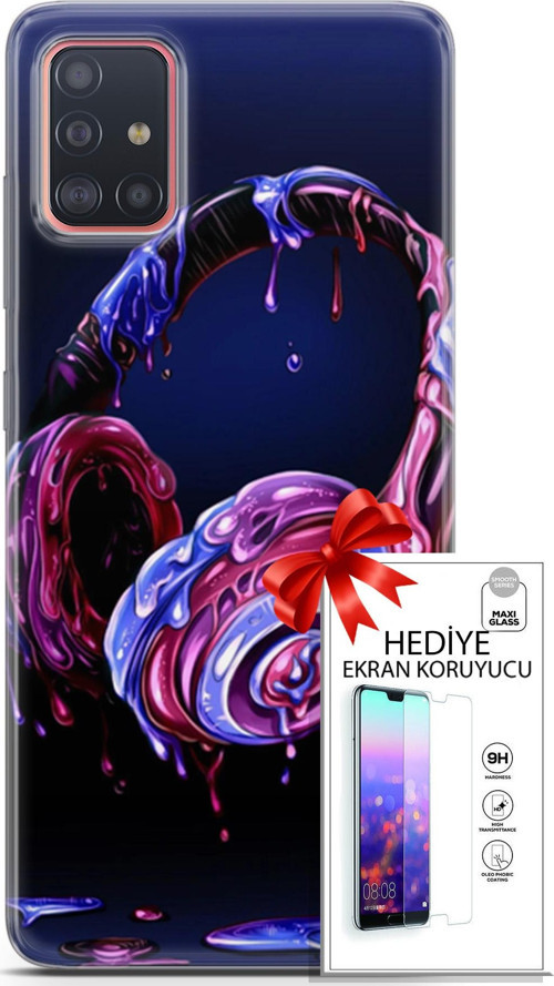 Samsung Galaxy A51 Kılıf Orijinal Seri Cardano 14 Kulaklık Cover Kılıf + Ön Ekran Koruyucu