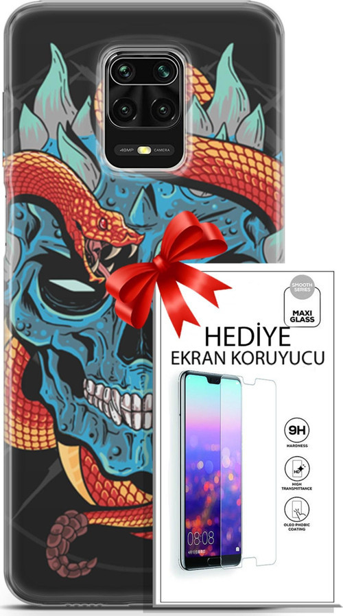 Xiaomi Redmi Note 9 Pro Kılıf Orijinal Seri Punky 13 Şeytan Case Kapak Ekran Koruyucu