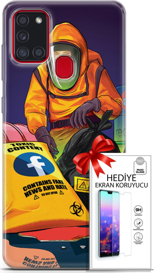 Samsung Galaxy A21S Kılıf Orijinal Seri Cardano 24 Toxic Darbe Emici Kılıf + Ekran Koruyucu