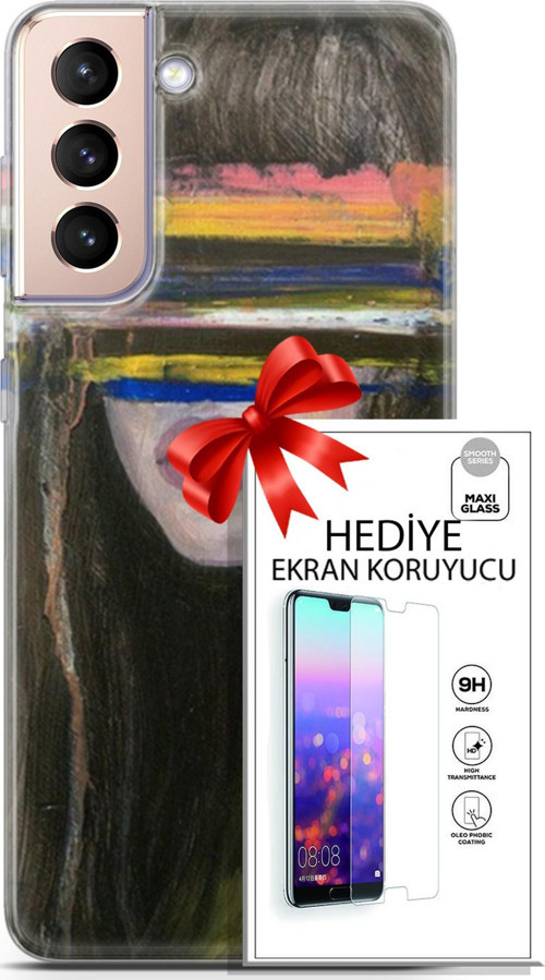 Samsung Galaxy S21 Plus Kılıf Orijinal Seri Soul 21 Gözü Maskeli Darbe Önleyici Kapak + Ön Ekran Koruyucu