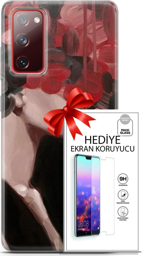 Samsung Galaxy S20 Fe Kılıf Orijinal Seri Soul 19 Kırmızı Pembe Siyah Tam Koruma Kılıf + Ekran Koruyucu