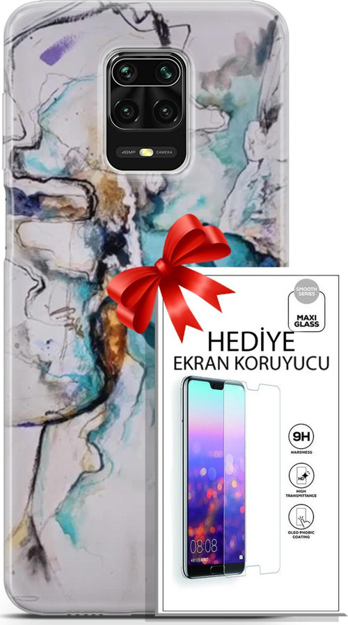 Xiaomi Redmi Note 9 Pro Kılıf Orijinal Seri Soul 11 Turkuaz 4K Baskılı Kılıf + Ekran Koruyucu Full Koruma