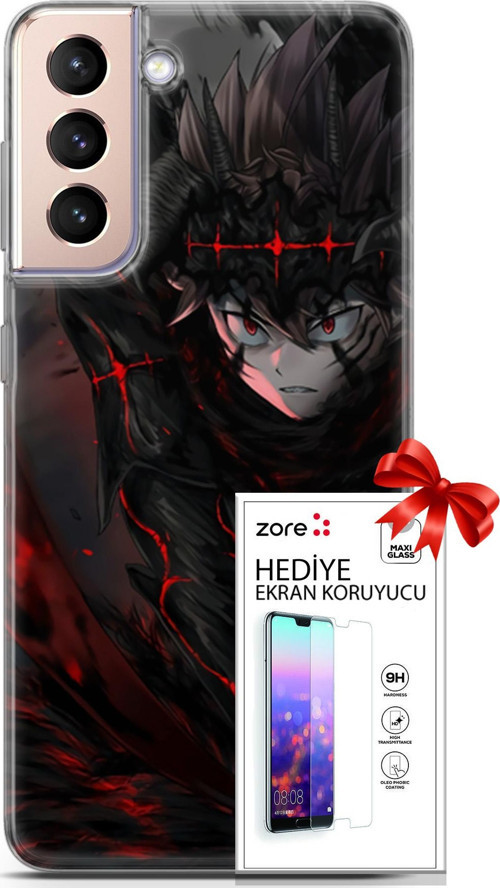 Samsung Galaxy S21 Plus Kılıf Orijinal Seri Supers 14 Asta Devil Anime Cover Kılıf + Ön Ekran Koruyucu