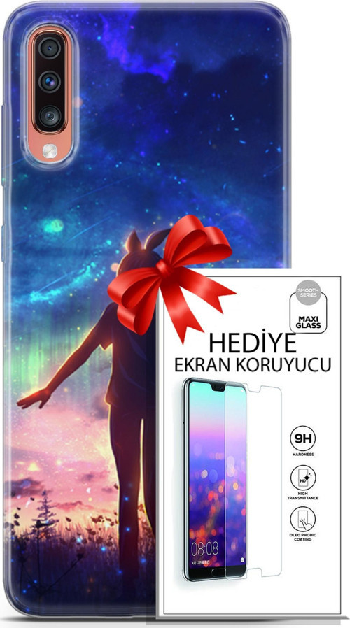 Samsung Galaxy A70 Kılıf Orijinal Seri Fantasy 26 Tavşan Kulaklı Soft Kapak + Ekran Koruyucu