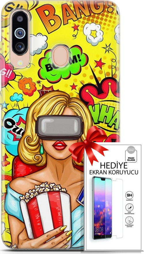 Samsung Galaxy M40 Kılıf Orijinal Seri Bounce 27 Jody King Lazer Kesim Silikon Ekran Koruyucu