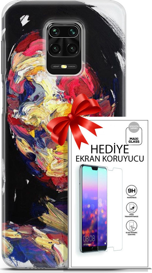 Xiaomi Redmi Note 9 Pro Kılıf Orijinal Seri Soul 16 Karışık Çok Renkli Hediyelik Kılıf Ve Ekran Koruyucu