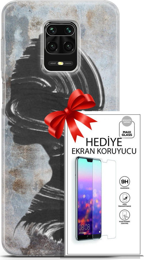 Xiaomi Redmi Note 9 Pro Kılıf Orijinal Seri Soul 18 Silüet Parlak Kılıf + Ekran Koruyucu Full Koruma