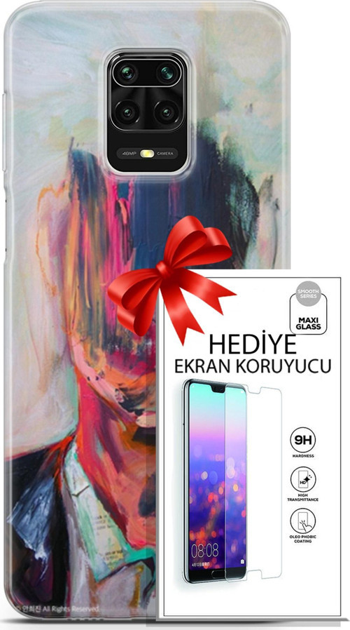 Xiaomi Redmi Note 9 Pro Kılıf Orijinal Seri Soul 22 Acivert Pembe Kap + Ekran Koruyucu