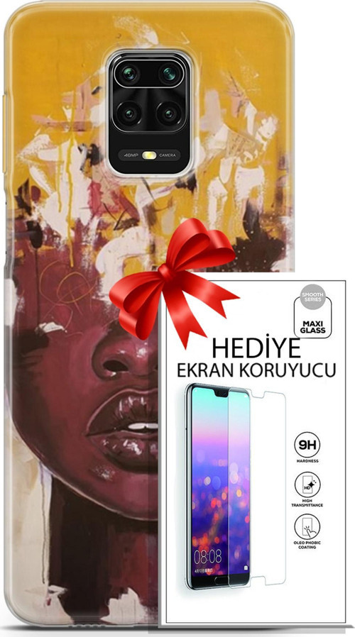 Xiaomi Redmi Note 9 Pro Kılıf Orijinal Seri Soul 23 Sarı Kahverengi Telefon Kabı Ve Ekran Koruyucu