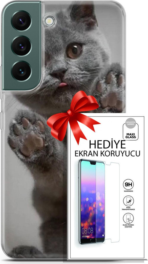 Samsung Galaxy S22 Kılıf Orijinal Seri Scotish-British 10 Yavru Scottish Full Hd Kılıf + Ekran Koruyucu